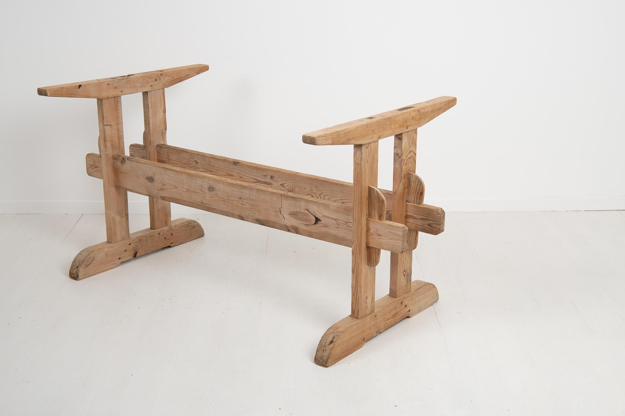 Antique Genuine Swedish Pine Country Dining or Work Trestle Table For Sale 5
