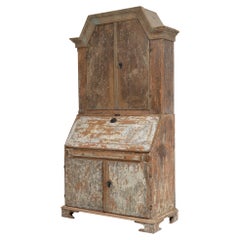 Antique 19th Century Swedish Pine Country Home Secretary Cabinet