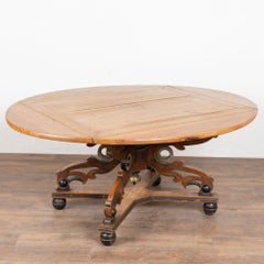 Table de salle à manger en pin suédois du 19e siècle, à pied et à abattant