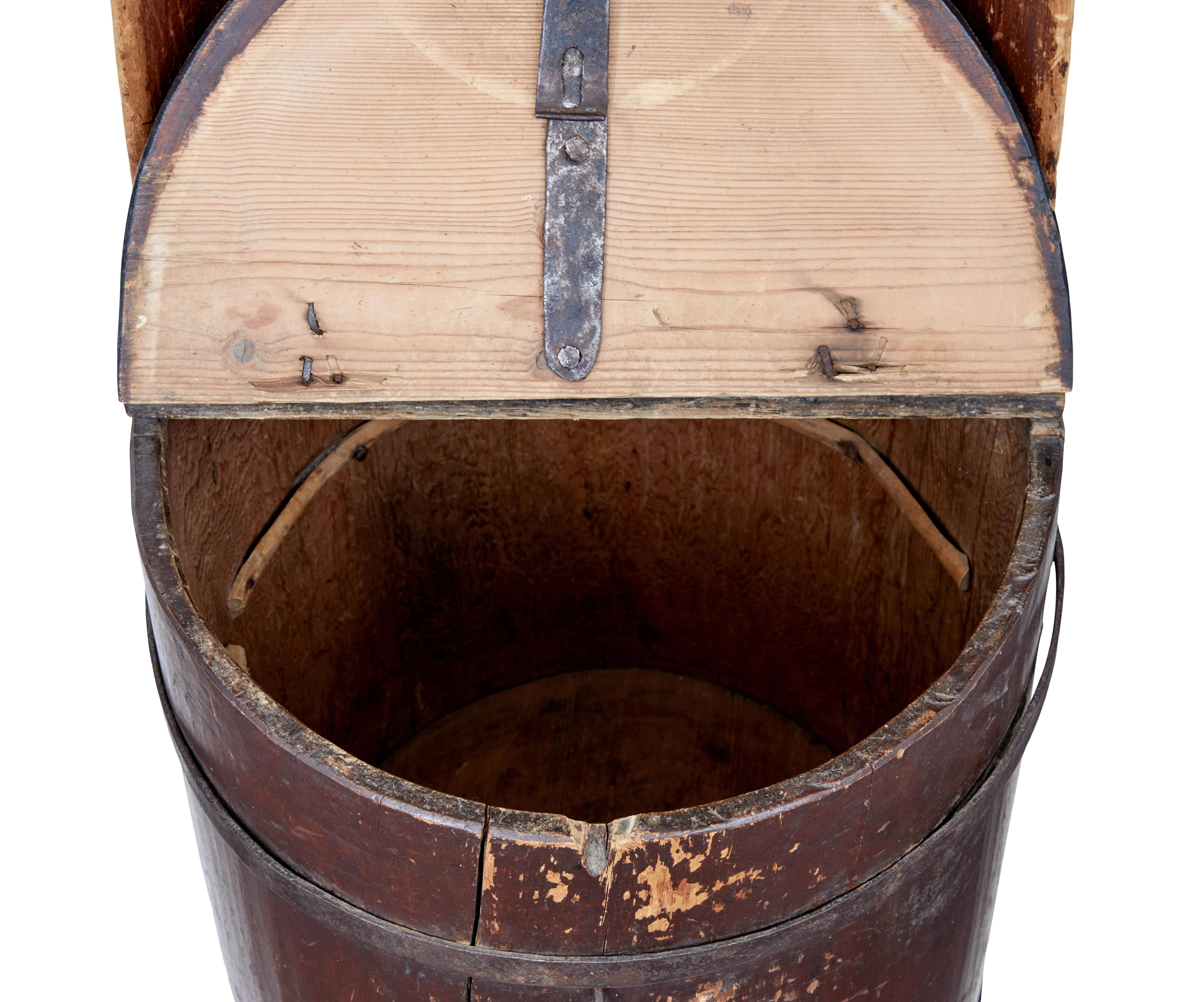 19th century Swedish pine dug out chair 1