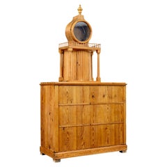 Antique 19th century Swedish pine kitchen clock cupboard