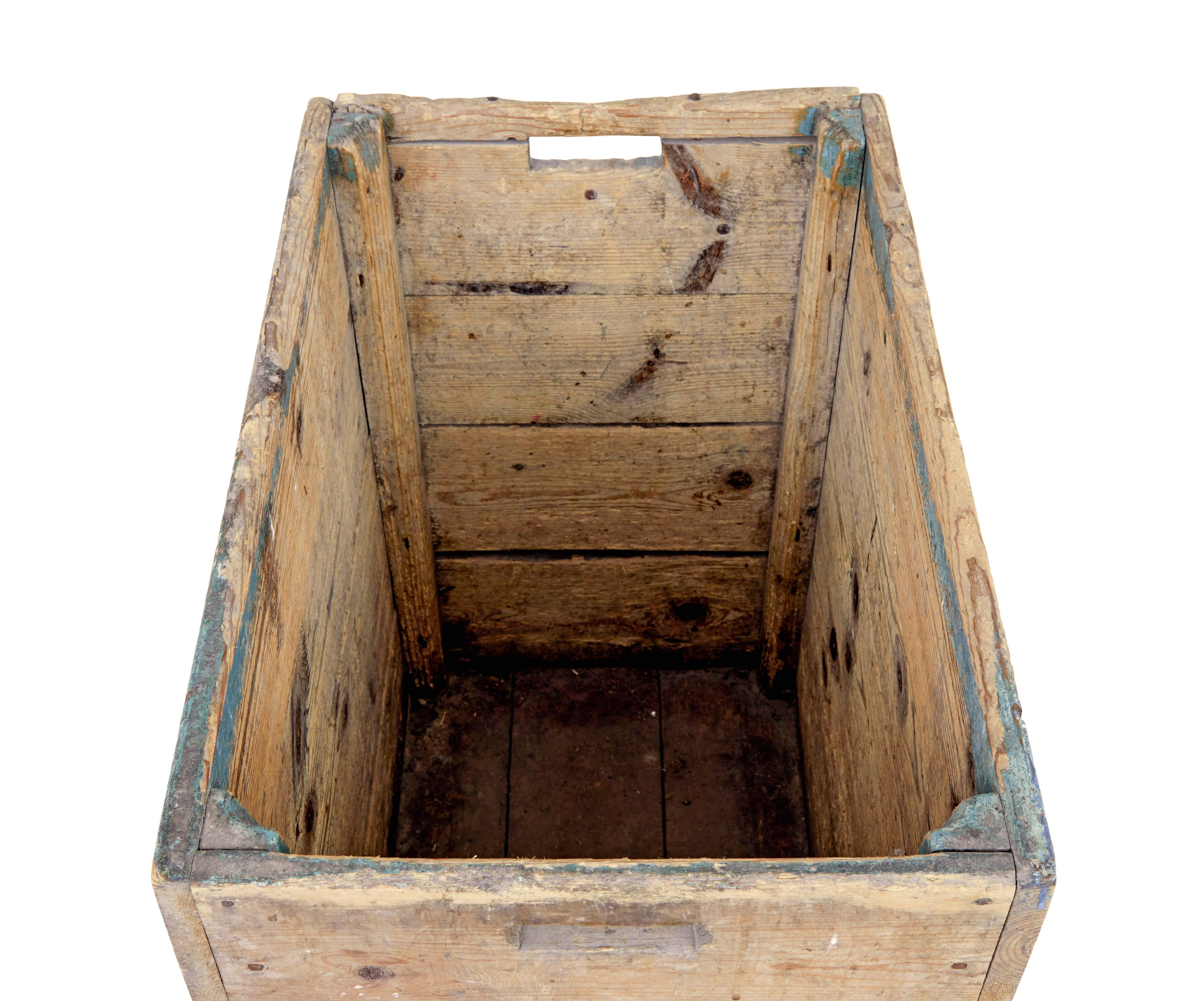 19th Century 19th century Swedish pine log box For Sale