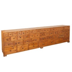 19th Century Swedish Pine Long Apothecary Counter Sideboard