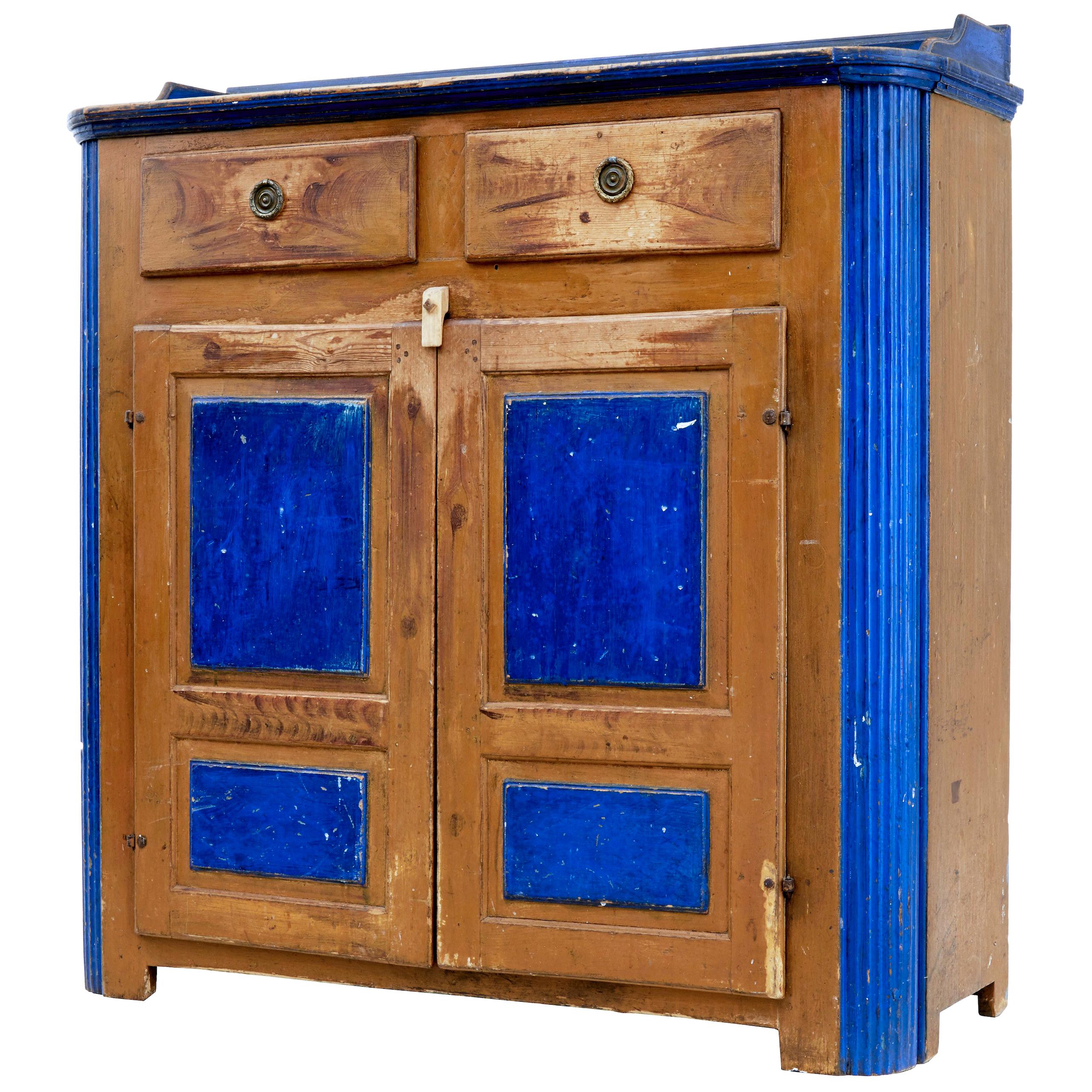 19th Century Swedish Pine Painted Kitchen Cupboard For Sale at 1stDibs