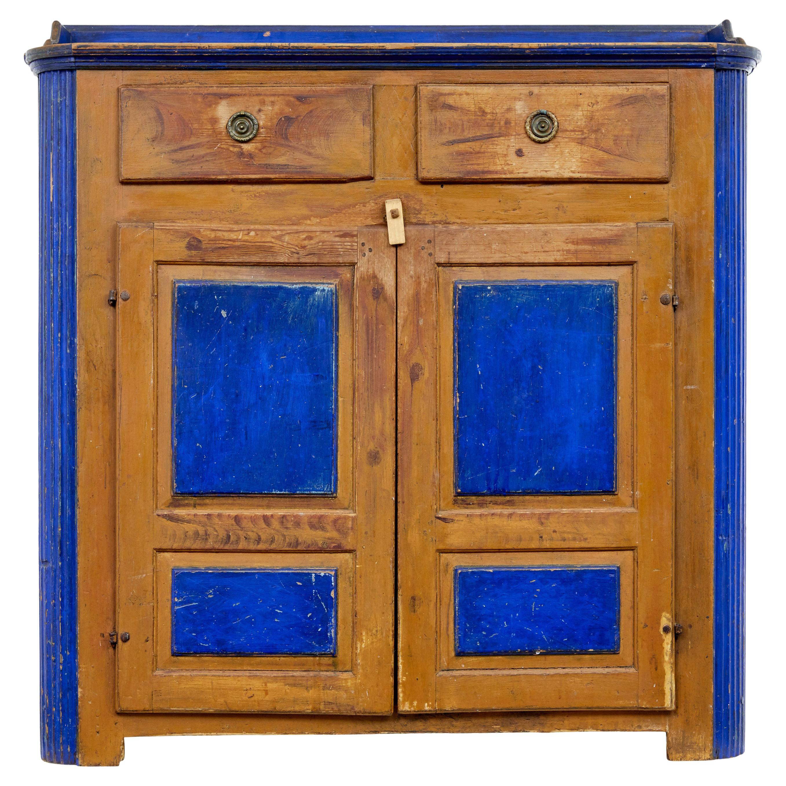 19th century Swedish pine painted kitchen cupboard