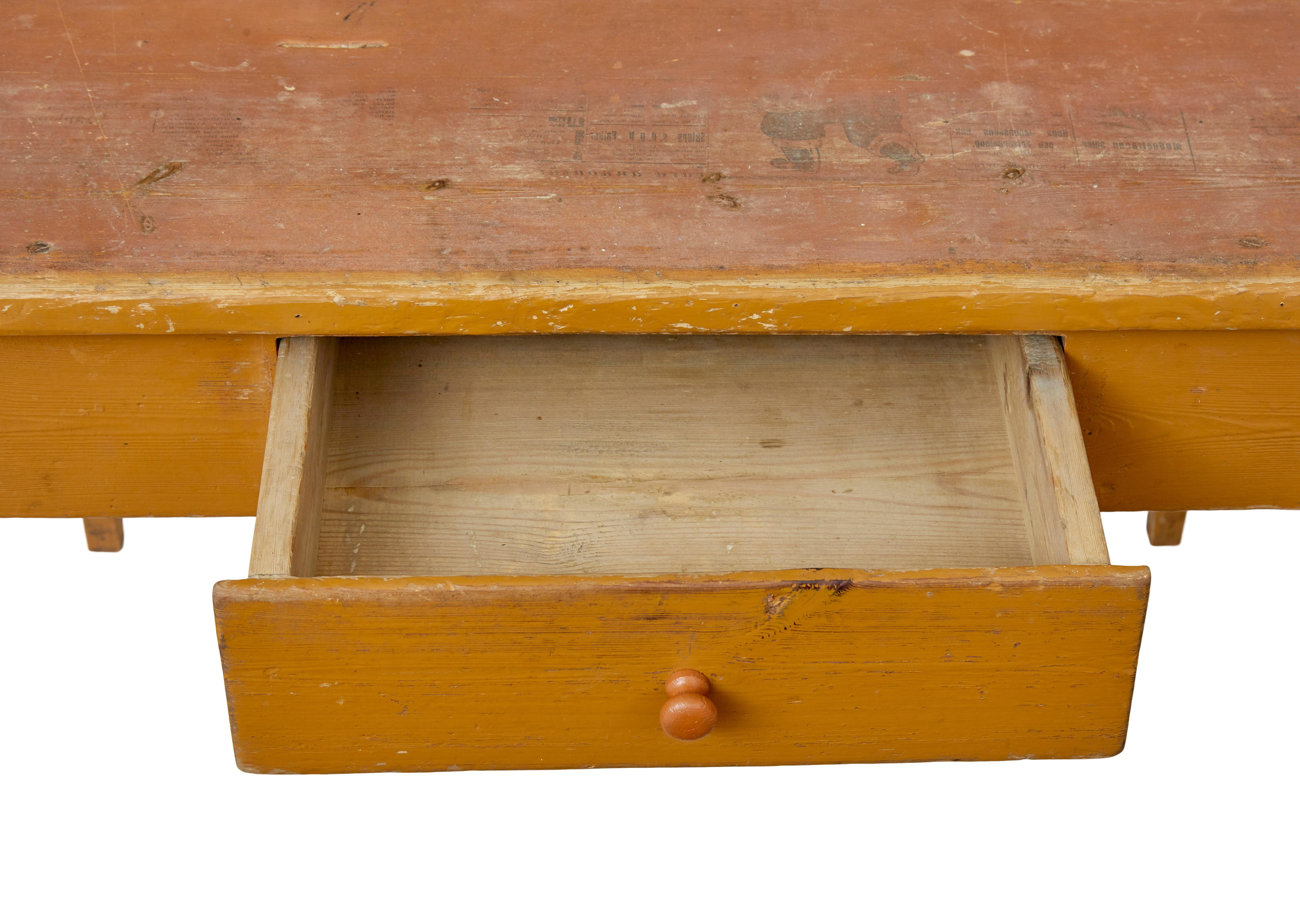Hand-Crafted 19th century Swedish pine painted table
