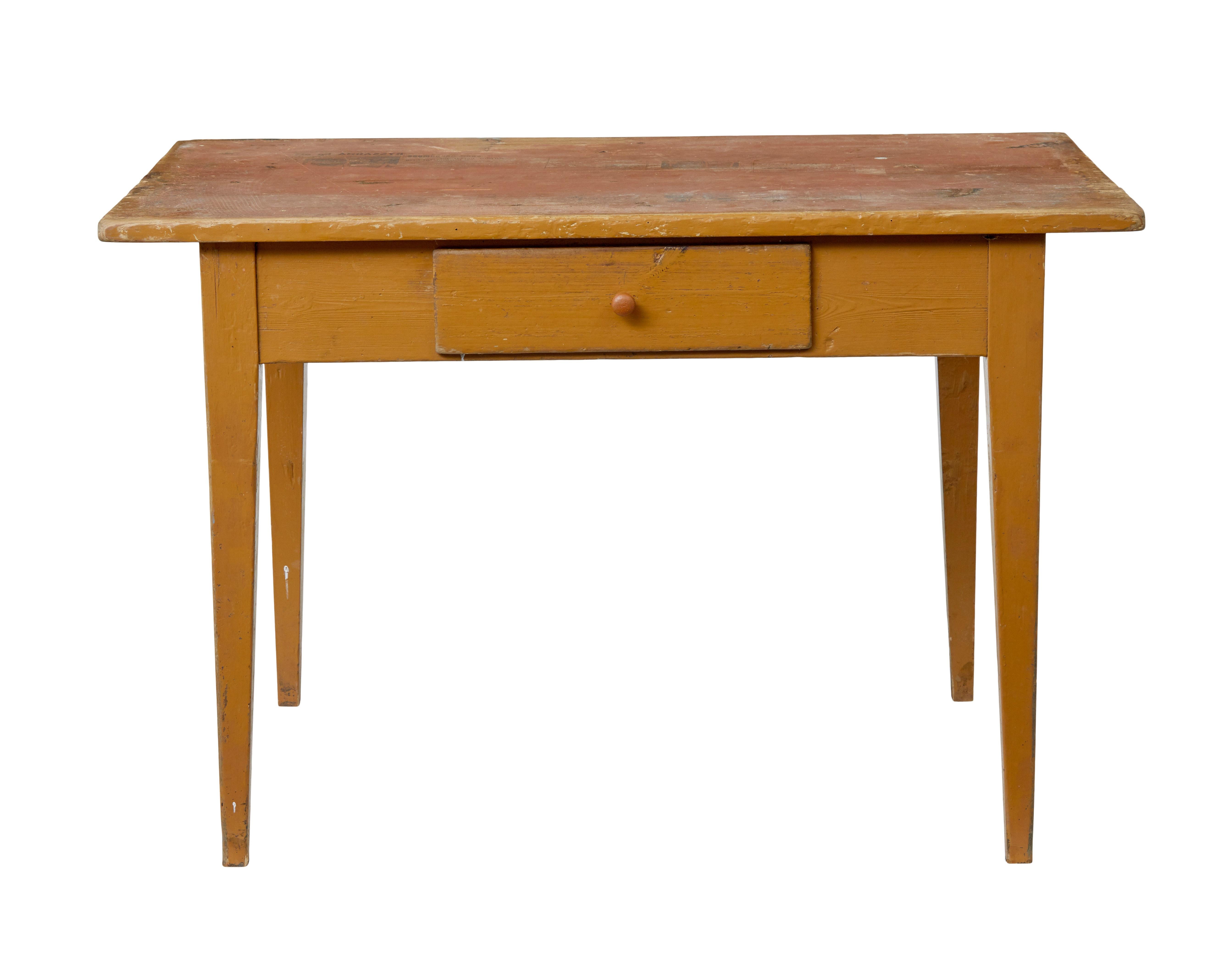 19th century Swedish pine painted table In Good Condition In Debenham, Suffolk