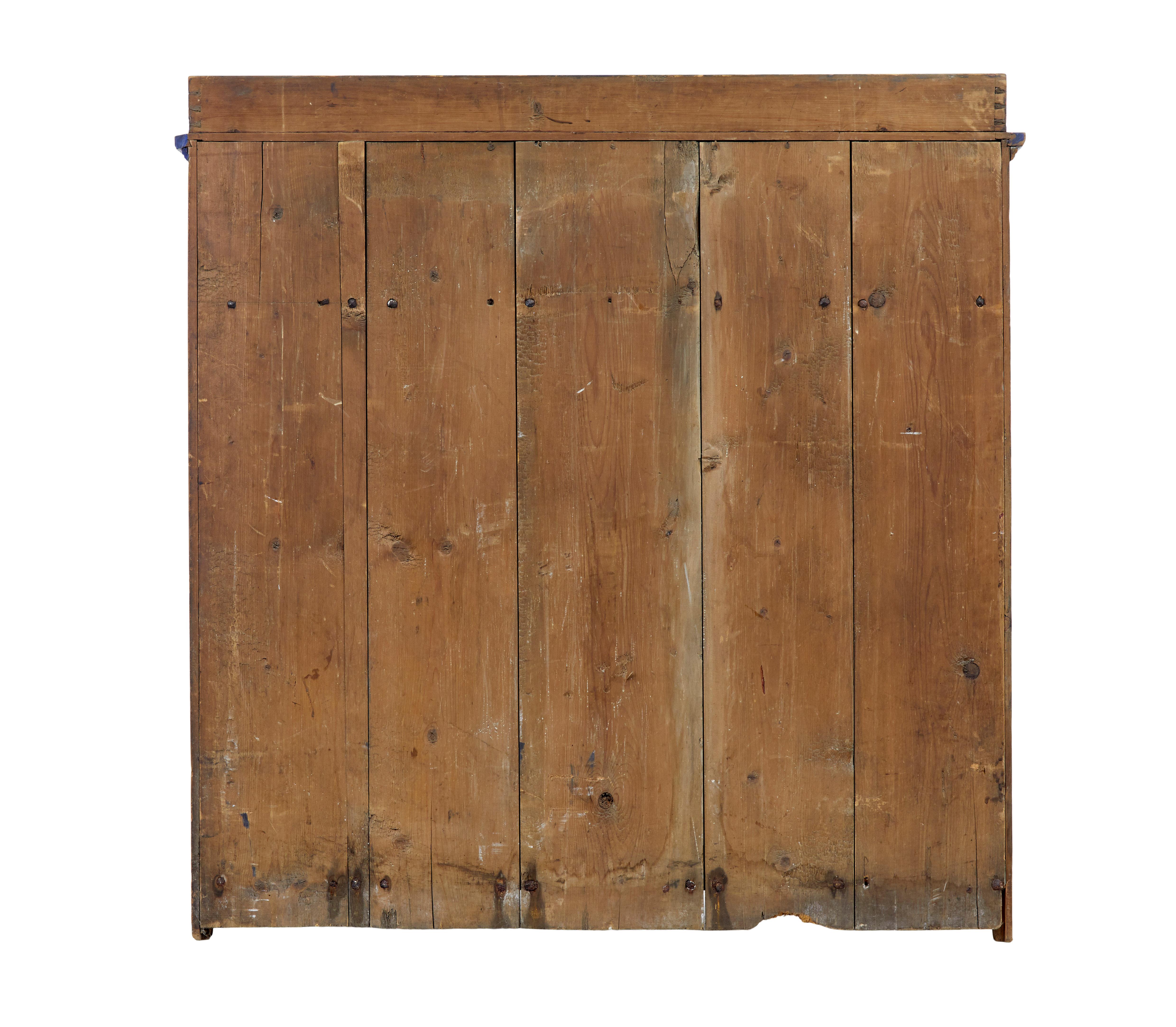 19th Century Swedish Pine Ragwork Painted Kitchen Cupboard For Sale 1