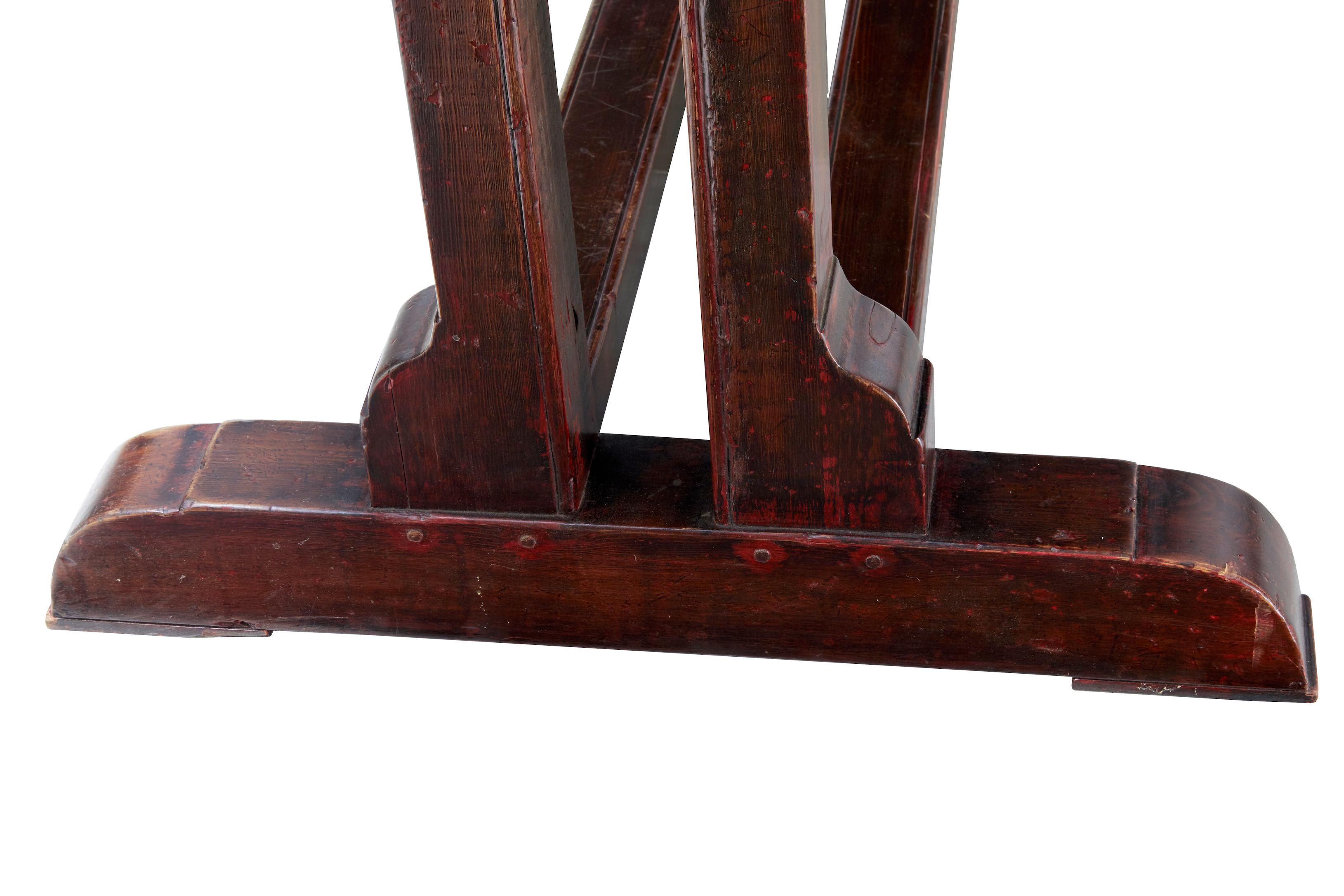 19th Century Swedish Pine Refectory Table with Painted Base 1