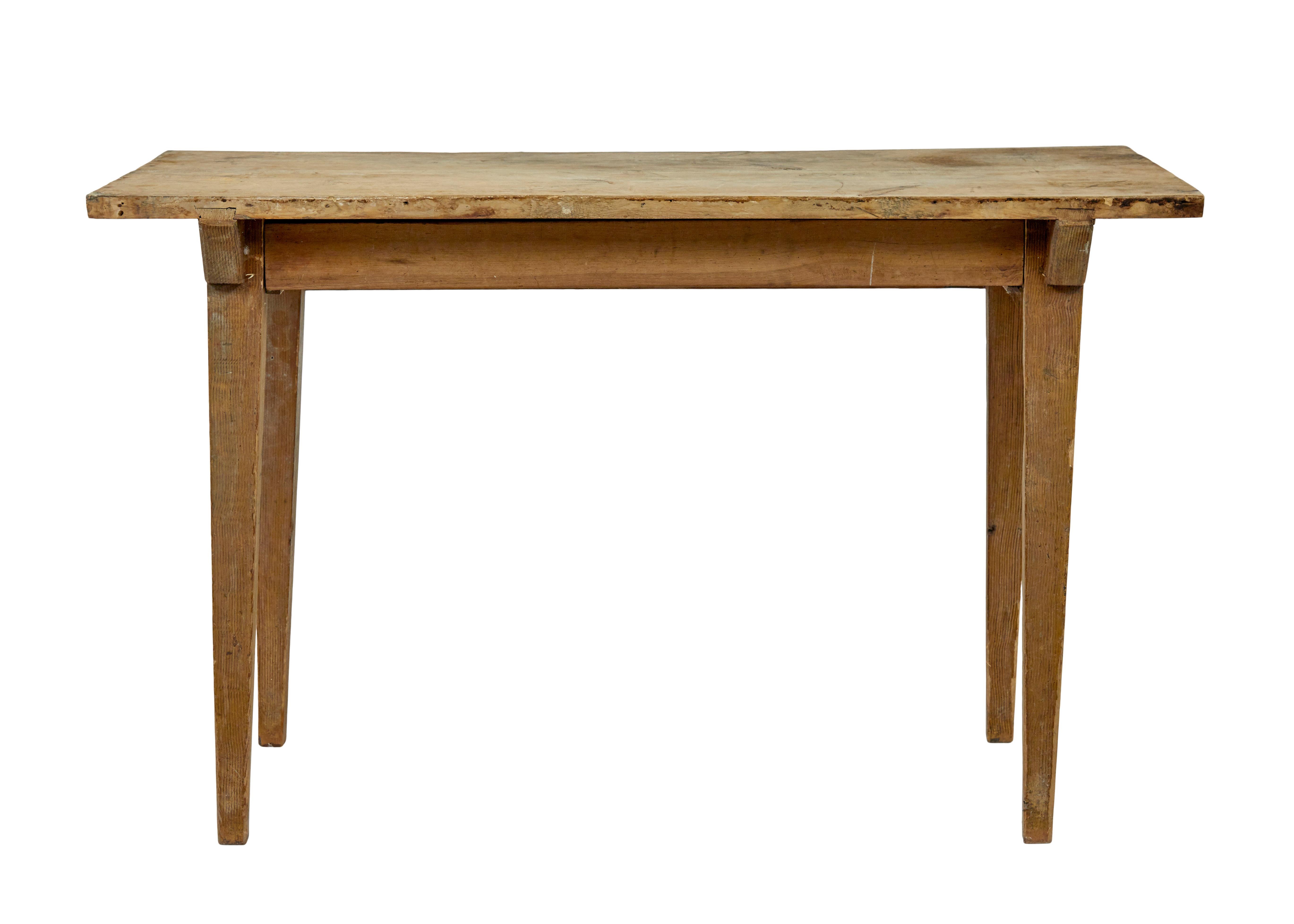 Hand-Crafted 19th century Swedish pine rustic side table