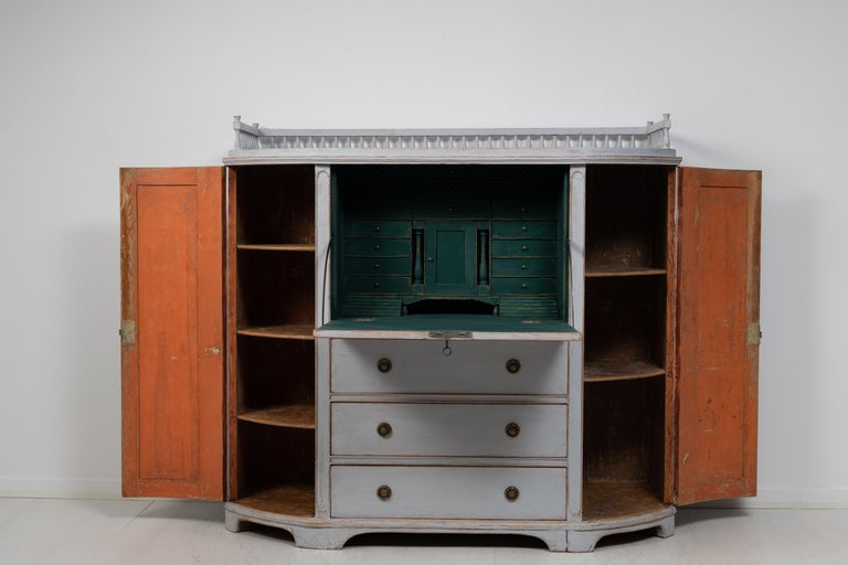 Hand-Crafted 19th Century Swedish Pine Secretary Sideboard For Sale