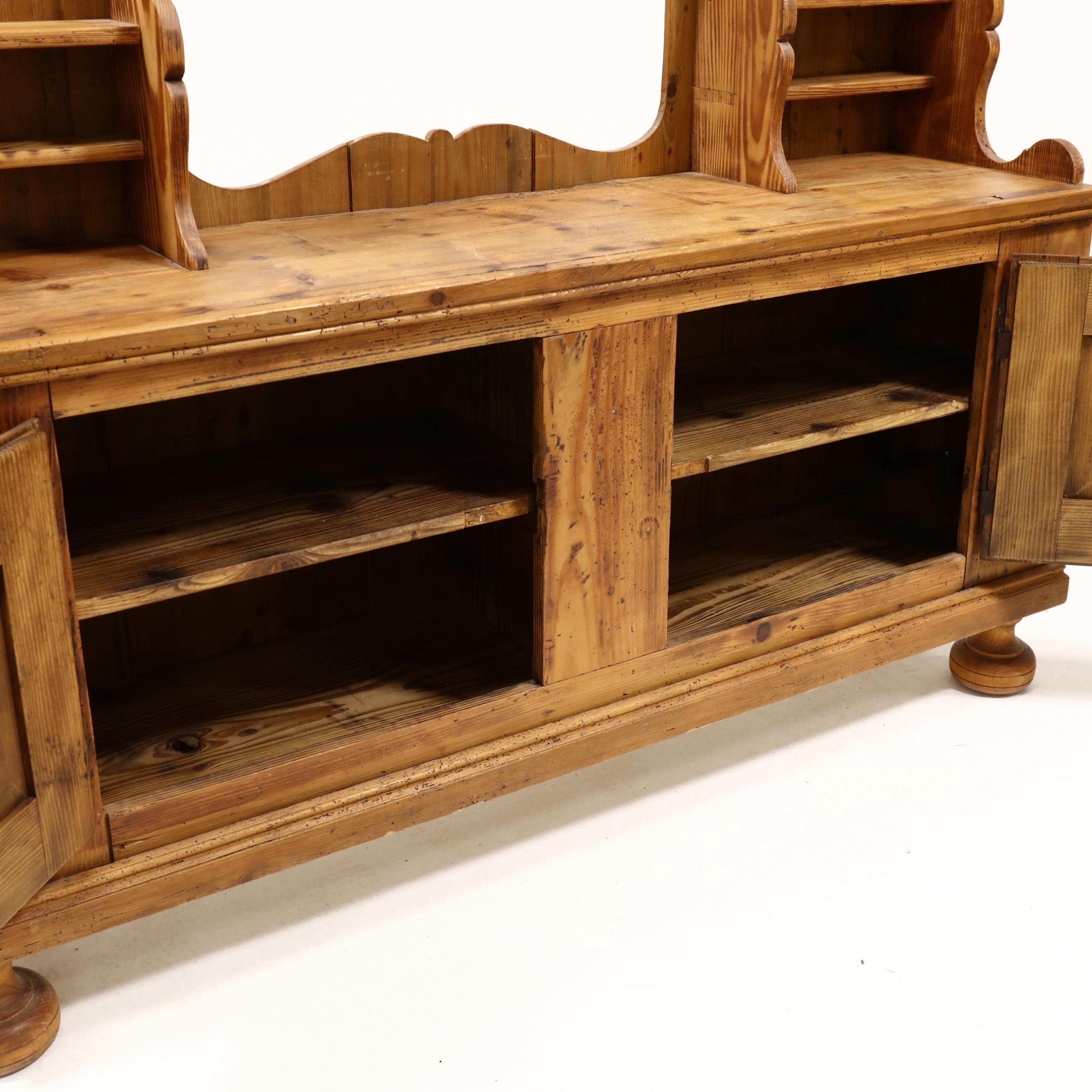 Molded 19th Century Swedish Pine Serving Cabinet For Sale