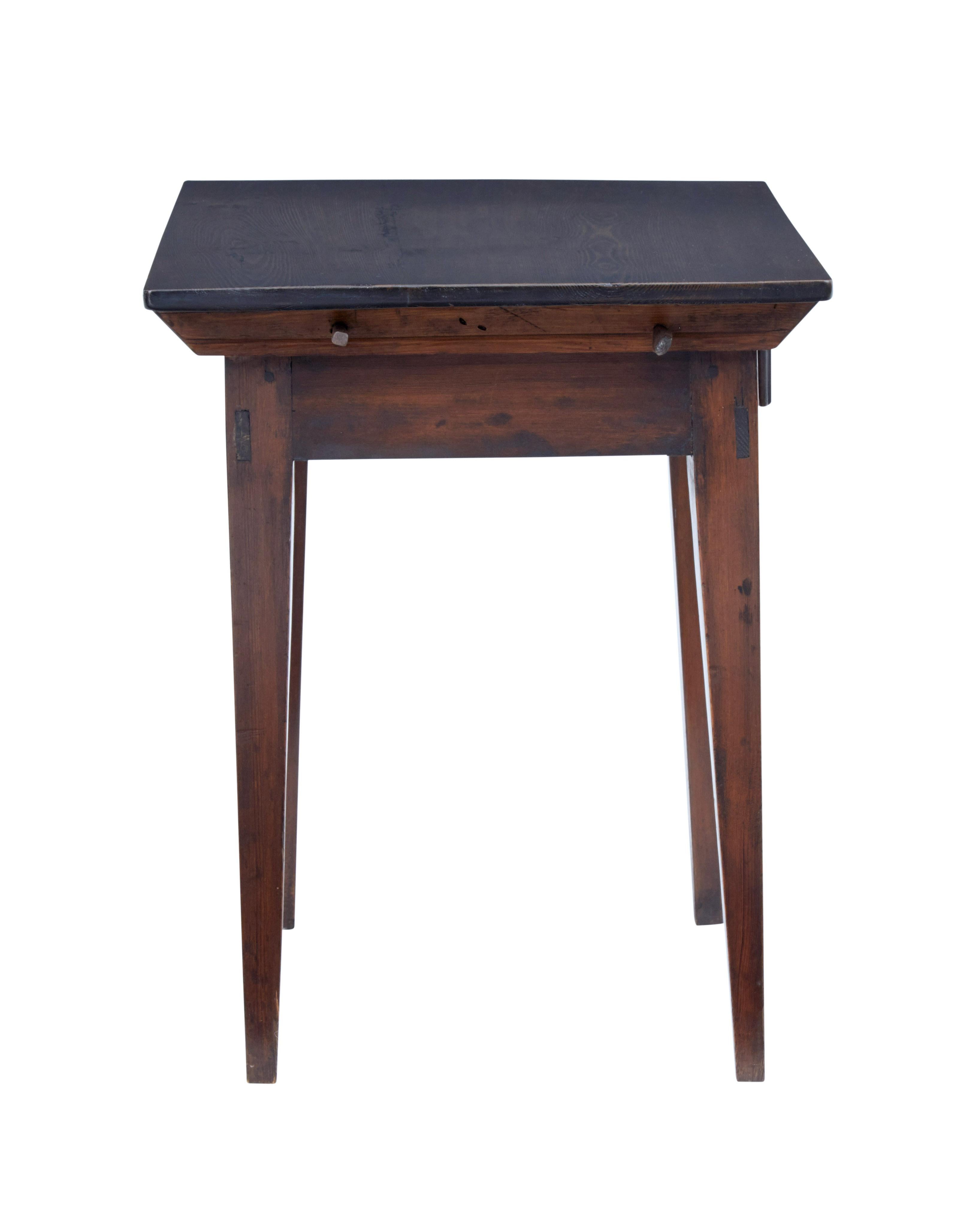 Rustic 19th Century Swedish Pine Stained Side Table