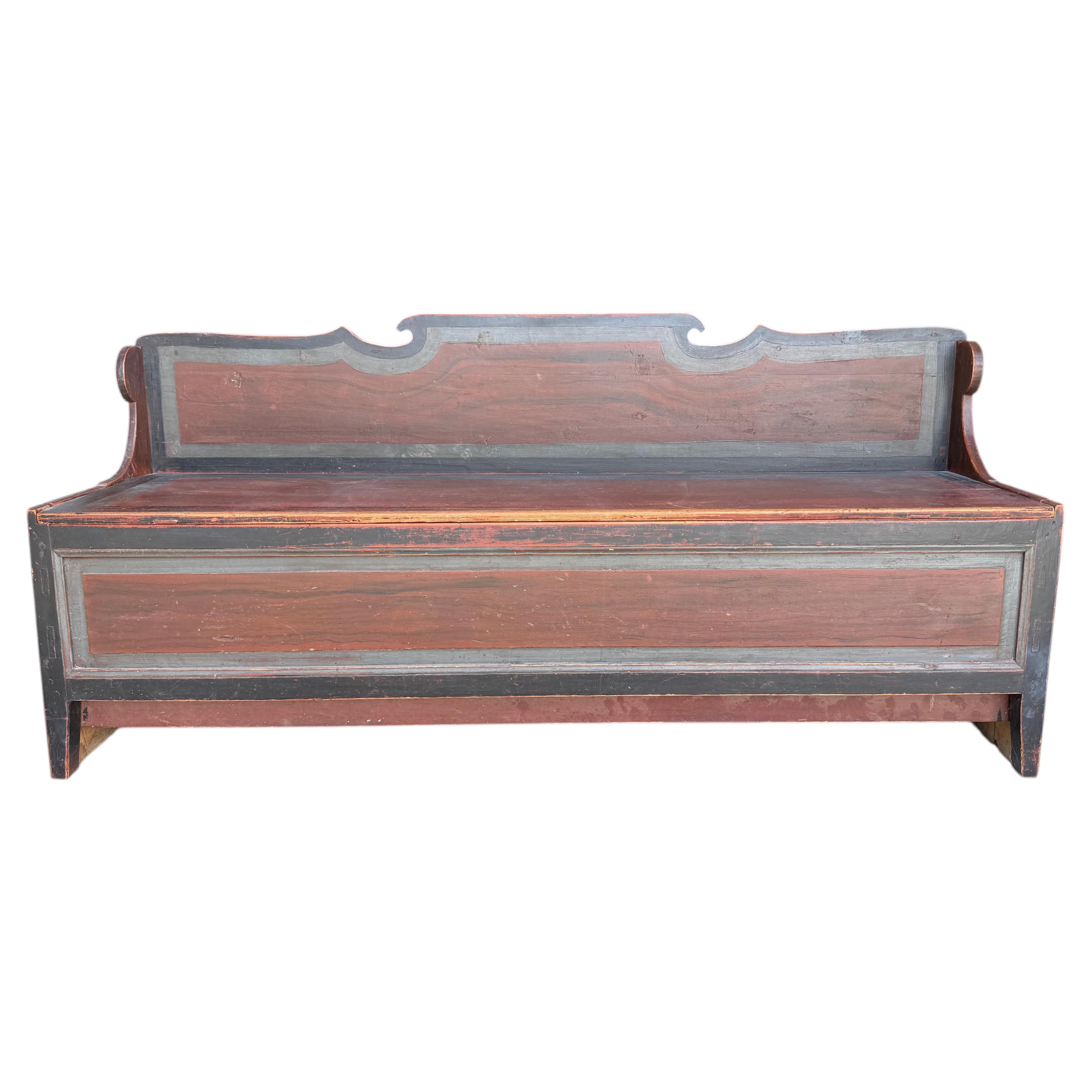 Antique Swedish Gustavian Pinewood Pull-Out Bench, Circa 1870