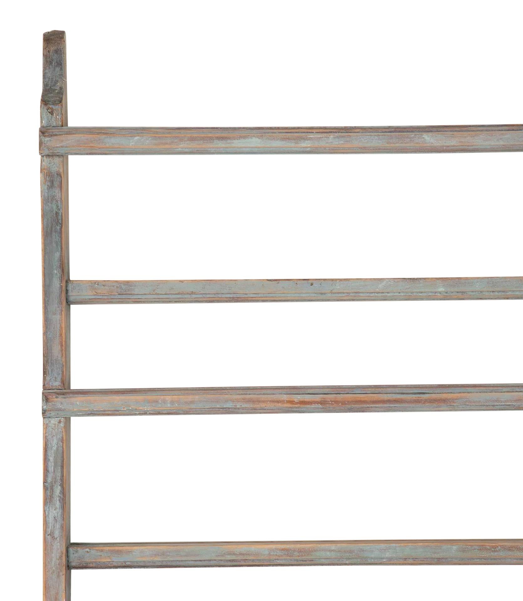 19th Century Swedish Plate Rack in Original Light Blue Paint In Good Condition For Sale In Tetbury, Gloucestershire
