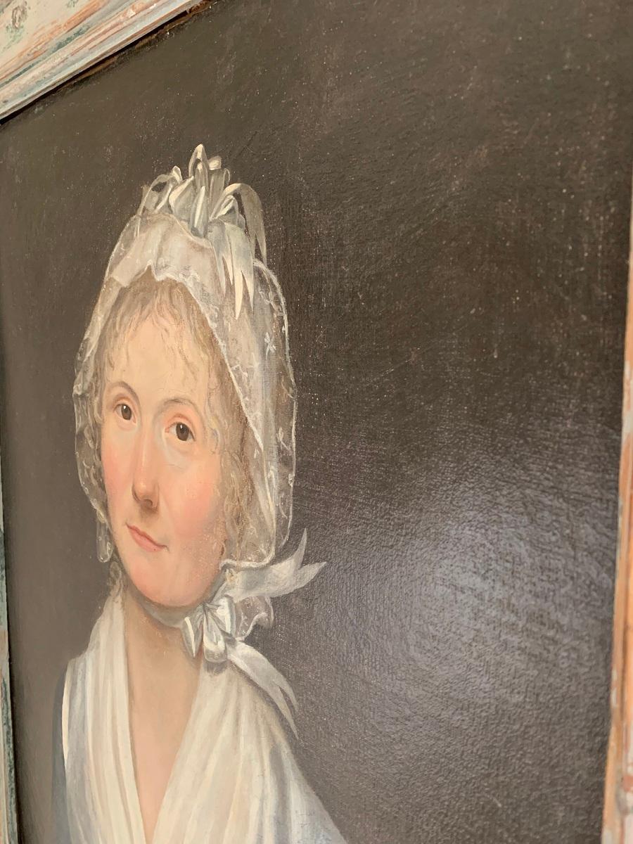 Hand-Painted 19th Century Swedish Portrait Painting For Sale