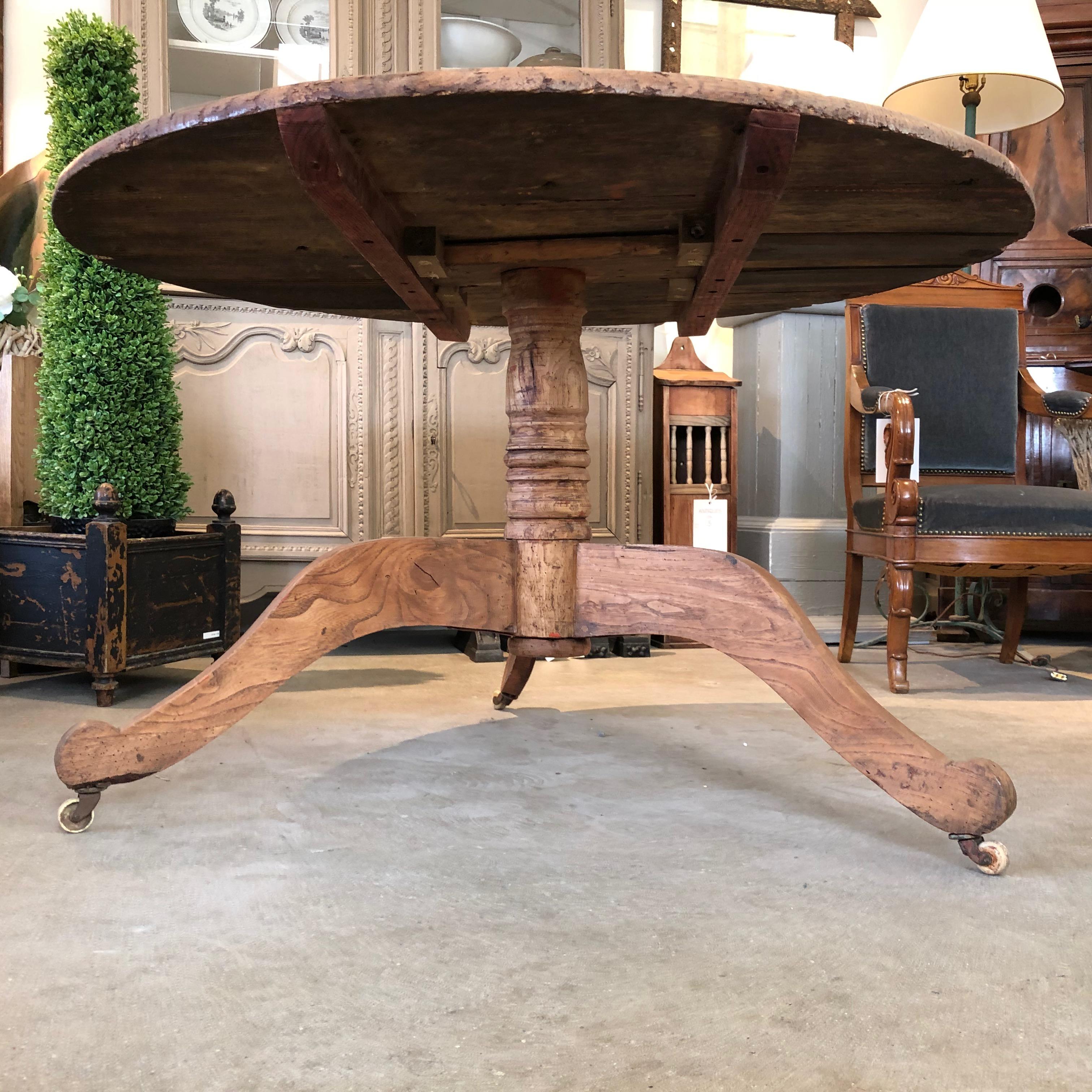 19th Century Swedish Primitive Pedestal Table 2
