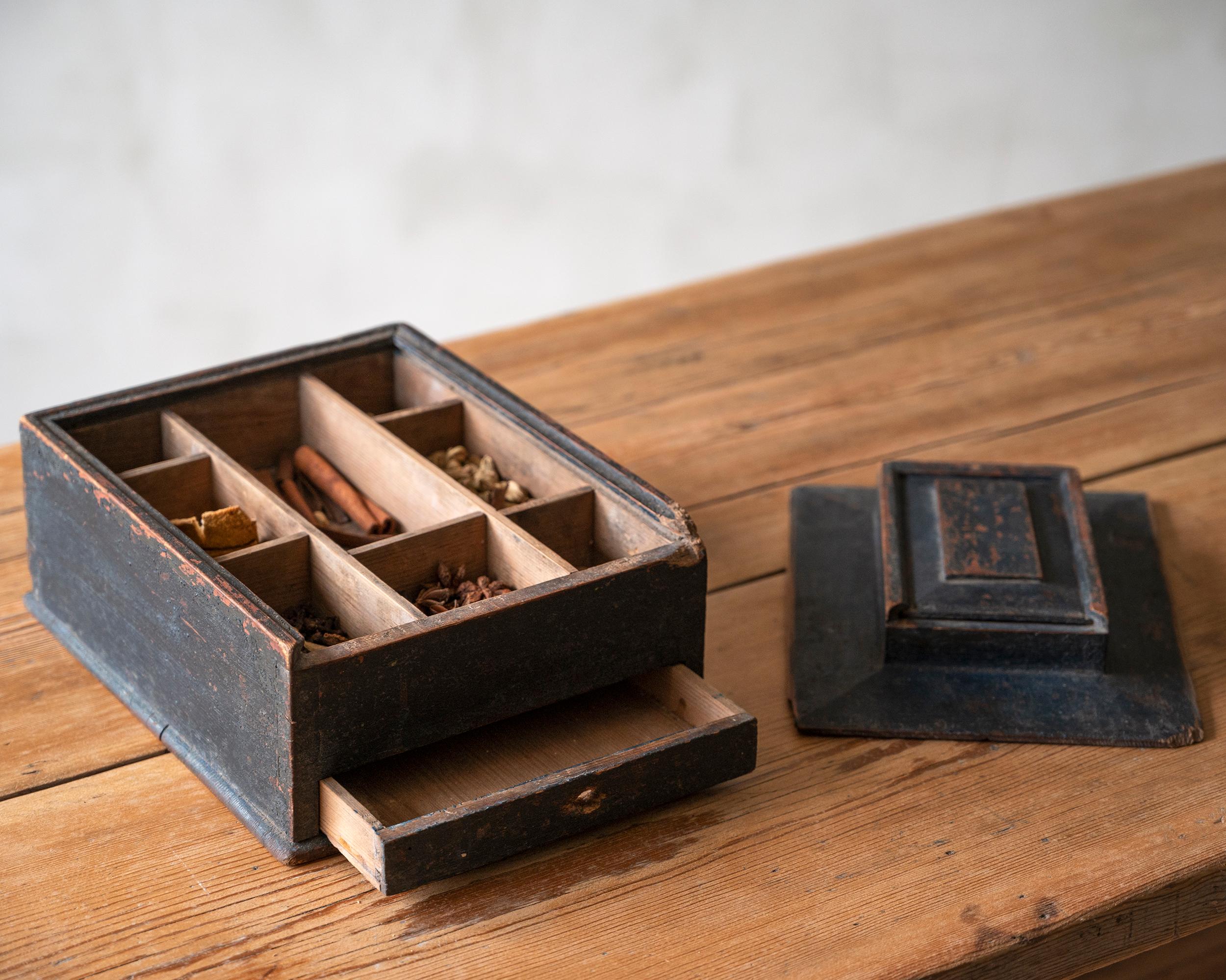 Pine 19th Century Swedish Provincial Spice Box For Sale