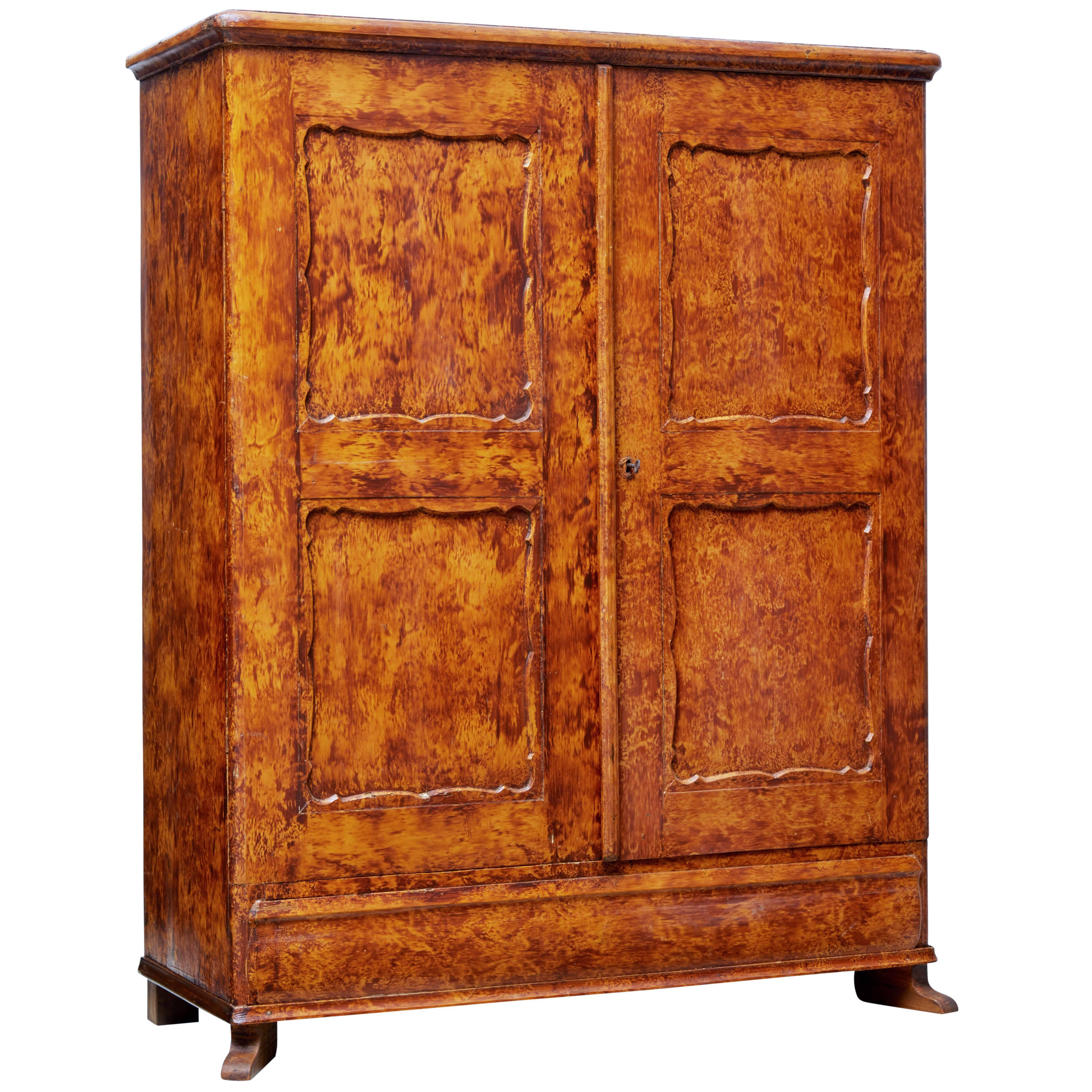 19th Century Swedish Ragwork Pine Cupboard