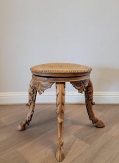 19th Century Swedish Renaissance Revival Birch Piano Stool / Side Table