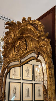 19th Century Swedish Rococo Giltwood Mirror