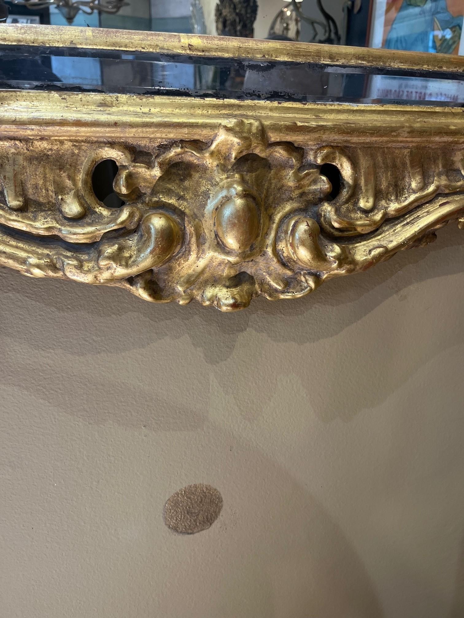 19th Century Swedish Rococo Giltwood Mirror In Good Condition For Sale In Los Angeles, CA