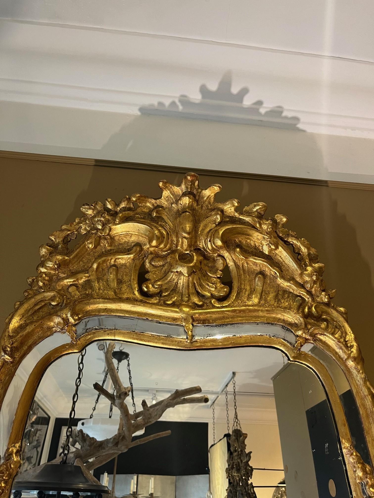 18th Century and Earlier 19th Century Swedish Rococo Giltwood Mirror For Sale