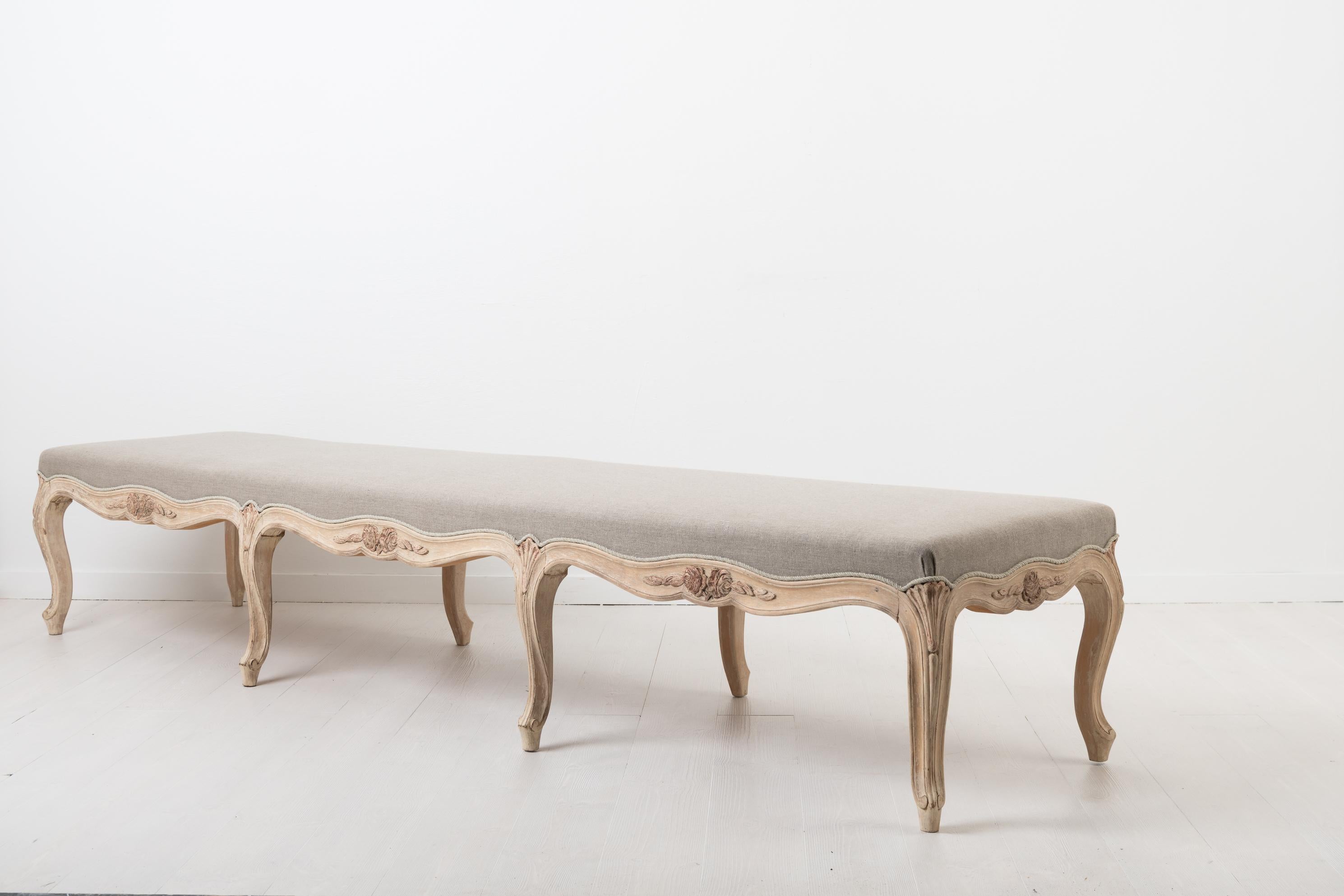 Hand-Crafted 19th Century Swedish Rococo Revival Bench