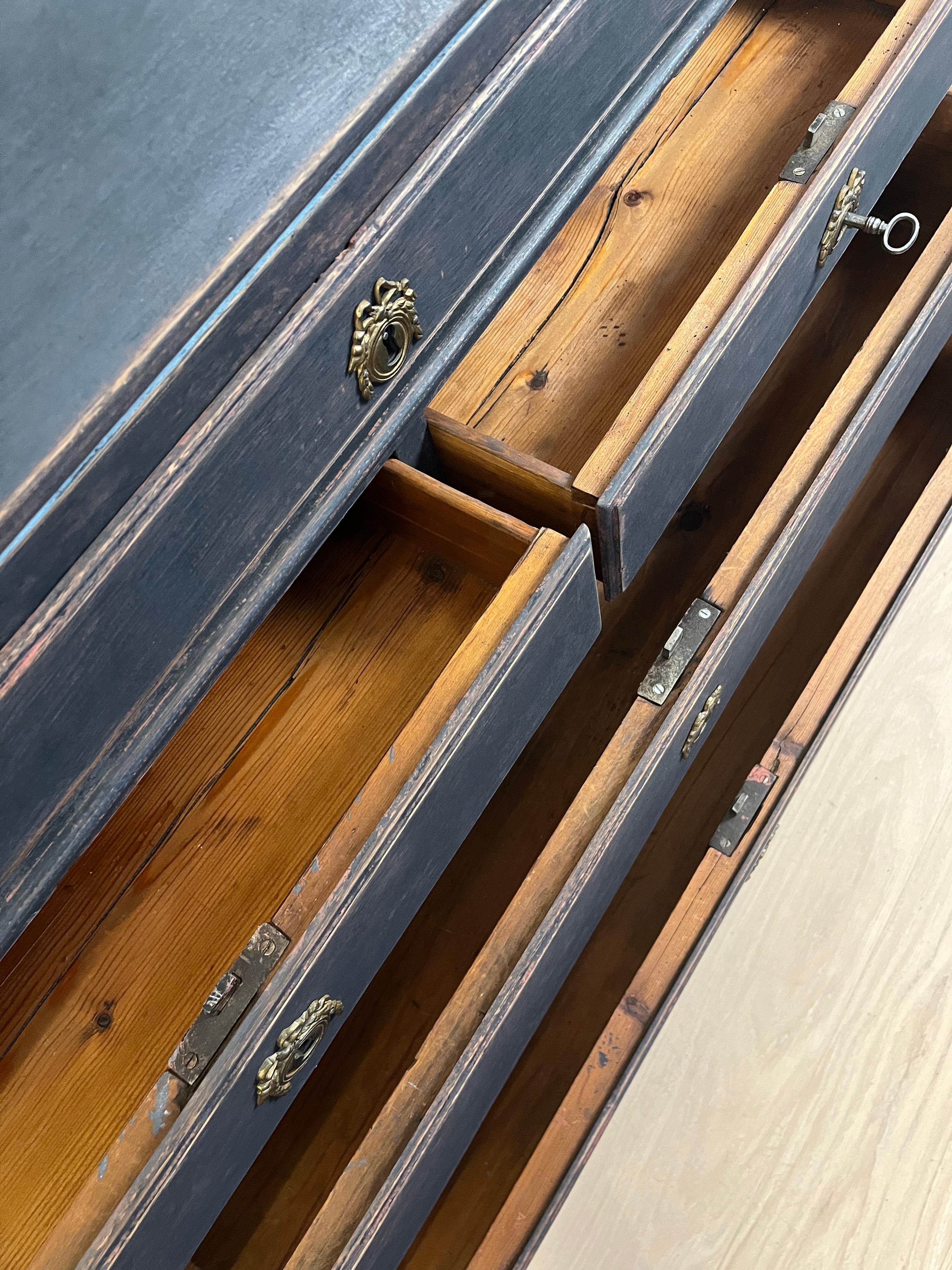 19th Century Swedish Gustavian Style Secretary / Writing Desk - Painted For Sale 4