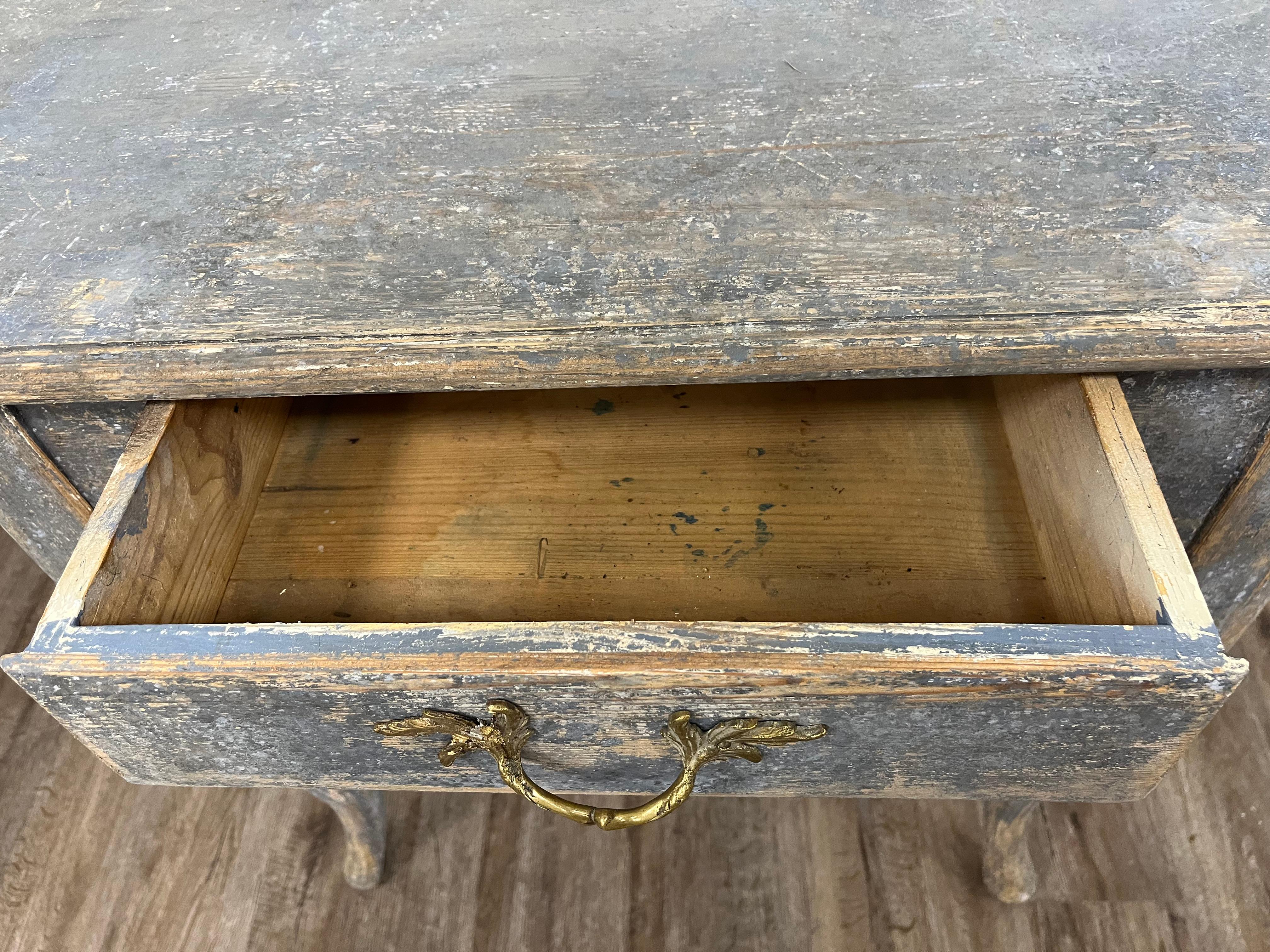 Brass 19th Century Swedish Rococo Style Console Table