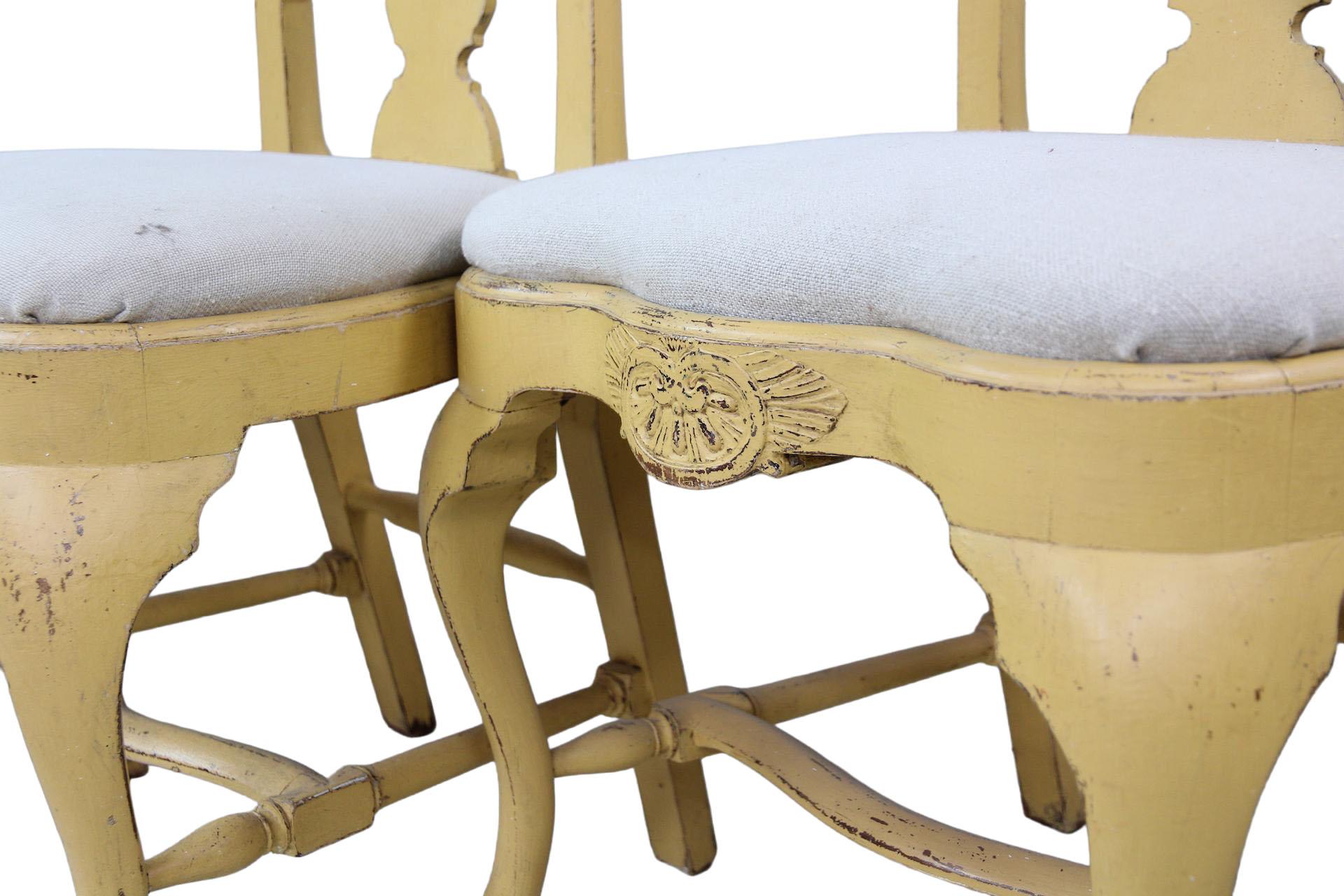 Svedese 19th Century Swedish Rococo-style Dining Chairs in vendita
