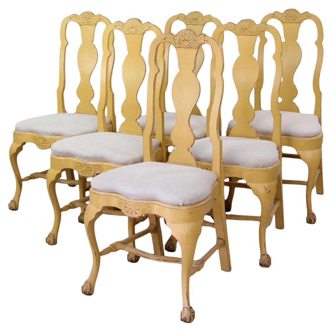 19th Century Swedish Rococo-style Dining Chairs in vendita