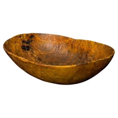 19th Century Swedish Root Bowl with Old Repair, Folk Art Carved Wood Bowl