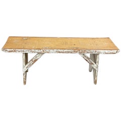 19th Century Swedish Rustic Bench with Distressed Painted Finish Antique 19th Century Swedish Rustic Bench with Distressed Painted Finish