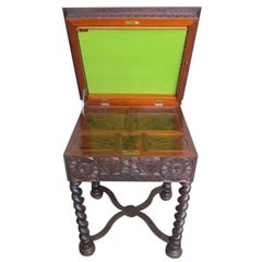 Antique 19th Century Swedish Scandinavian Gothic Sewing Table