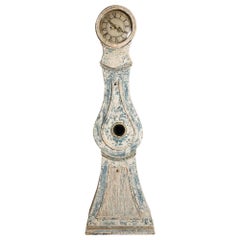 19th Century Swedish Scraped Painted Mora Clock with Original Dial Hands