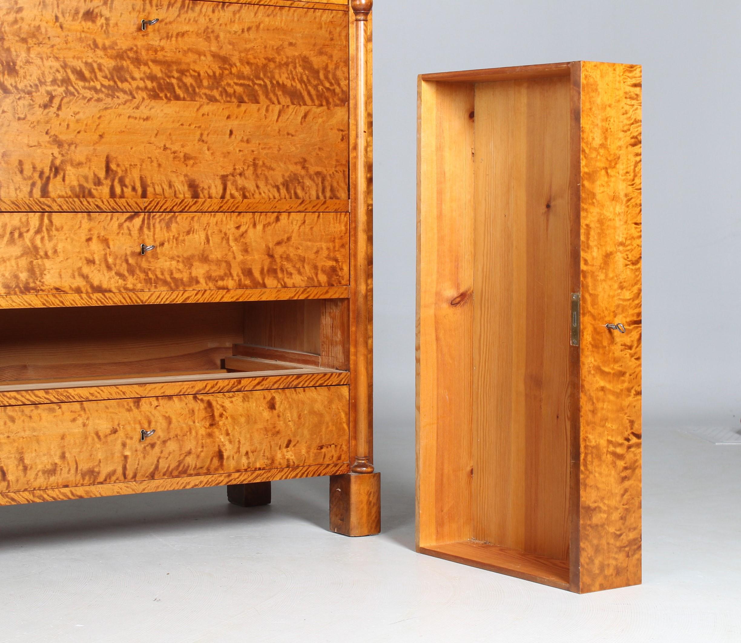 19th Century Swedish Secretaire with Secret Compartement, Light Birch Wood For Sale 13