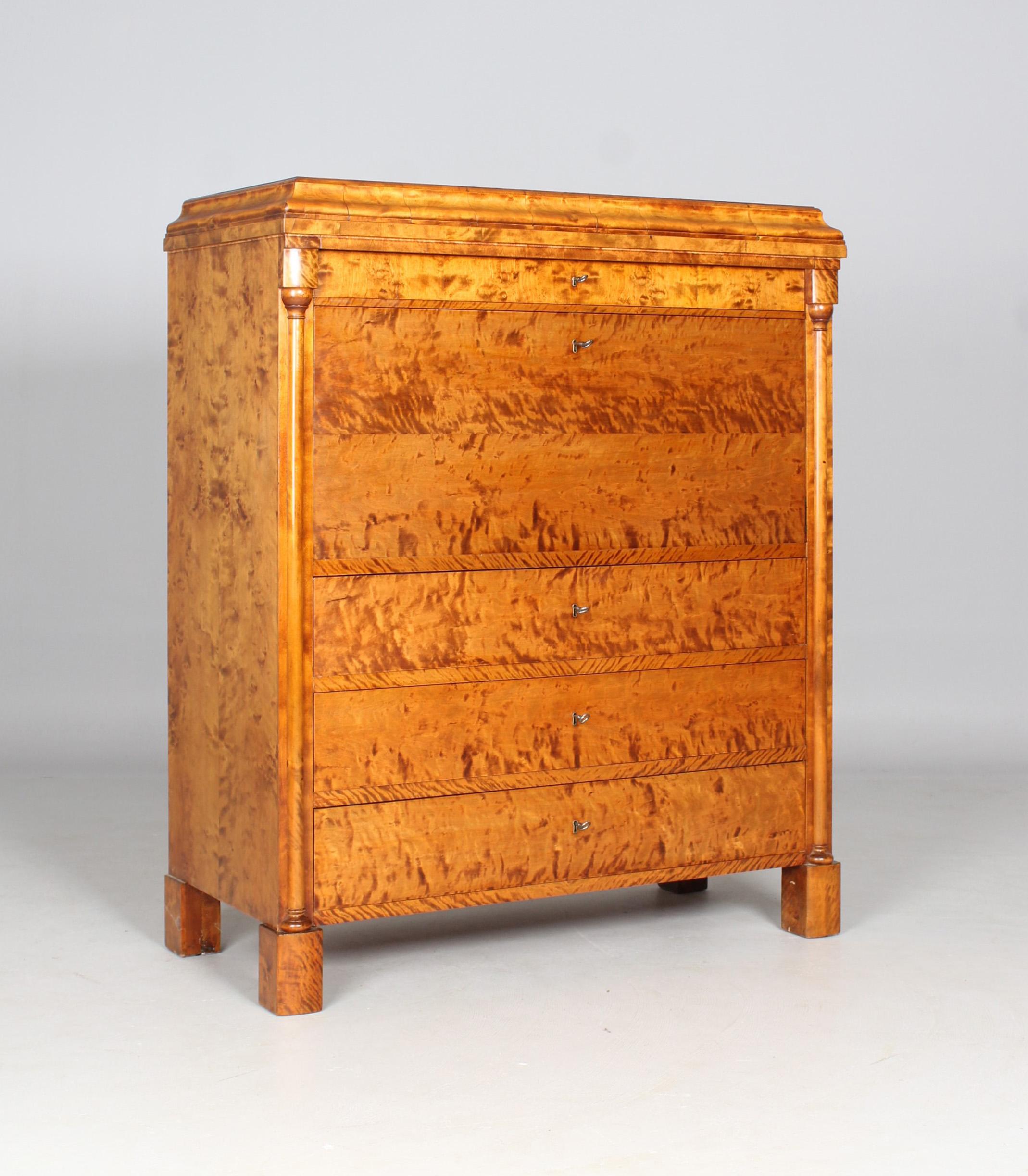 19th Century Swedish Secretaire with Secret Compartement, Light Birch Wood For Sale 1