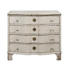 19th Century Swedish Serpentine Four-Drawer Commode with Weathered Finish