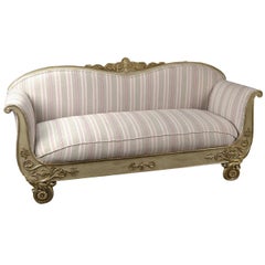 19th Century Swedish Settee Sofa Painted and Parcel-Gilt Gustavian