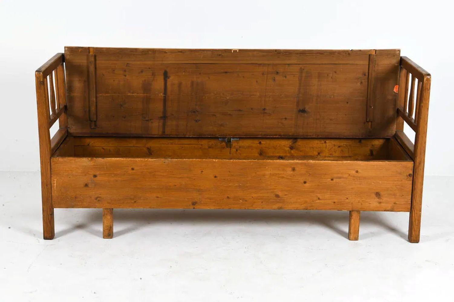 Hand-Carved 19th Century Swedish Settle Bench For Sale