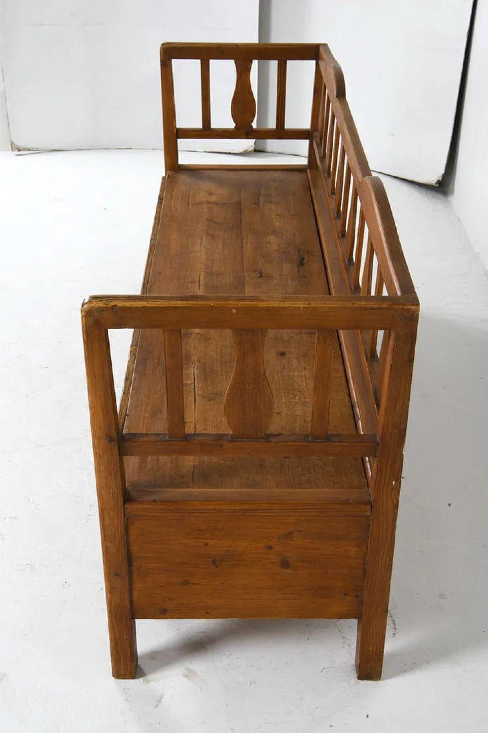 Pine 19th Century Swedish Settle Bench For Sale