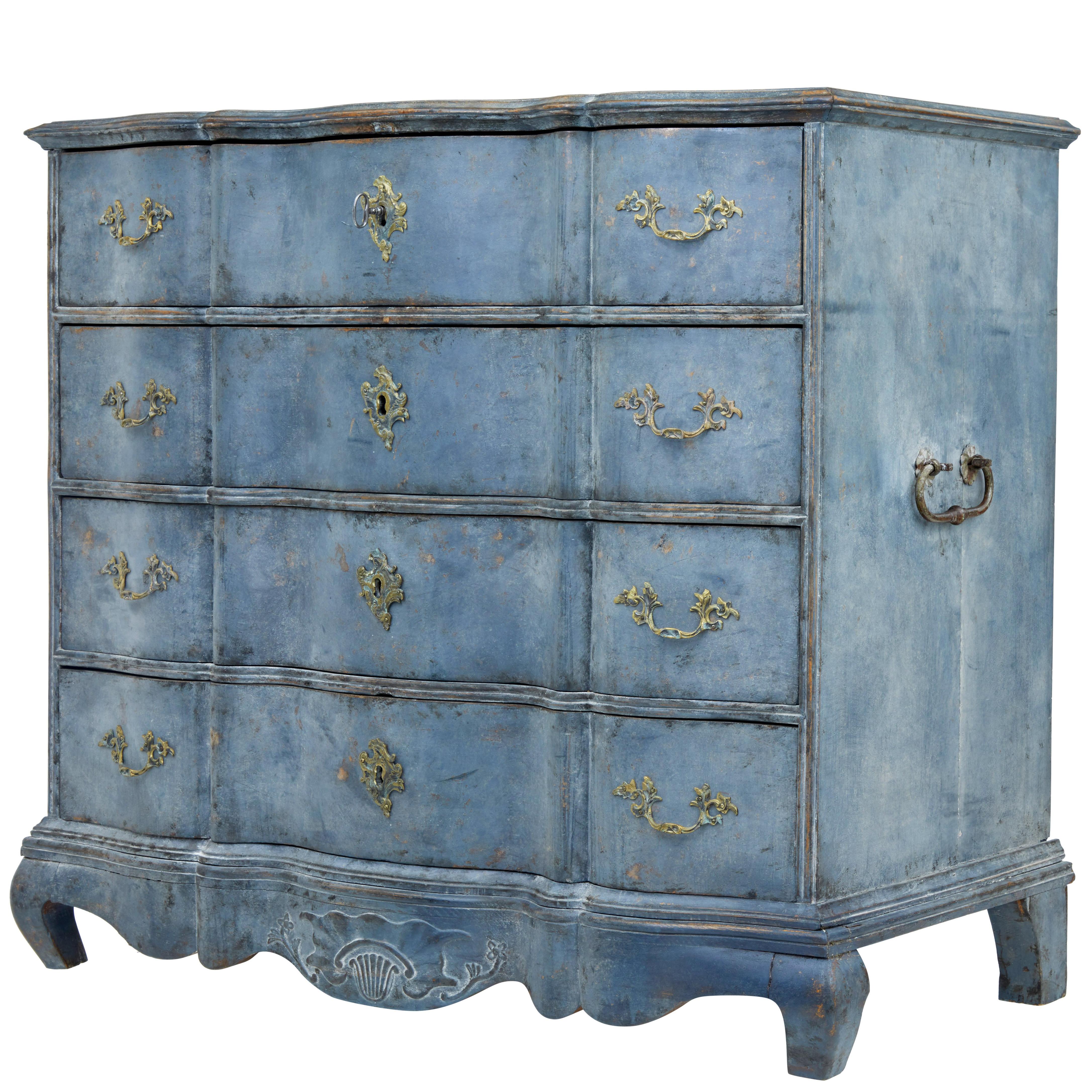 19th Century Swedish Shaped Front Painted Commode of Large Proportions