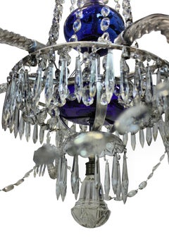 19th Century Swedish six branch cut glass chandelier
