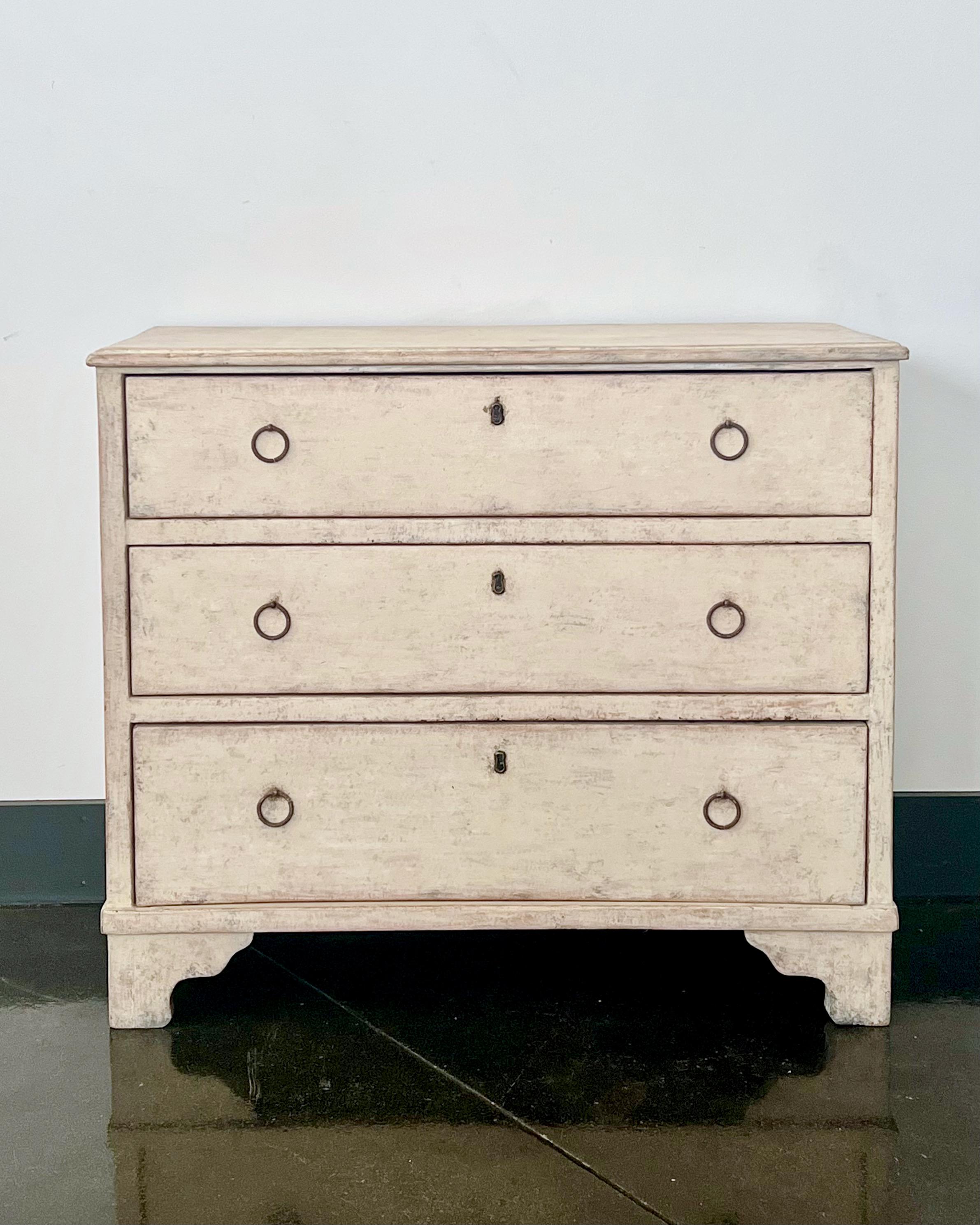 Hand-Carved 19th Century Swedish Small Chest of Drawers