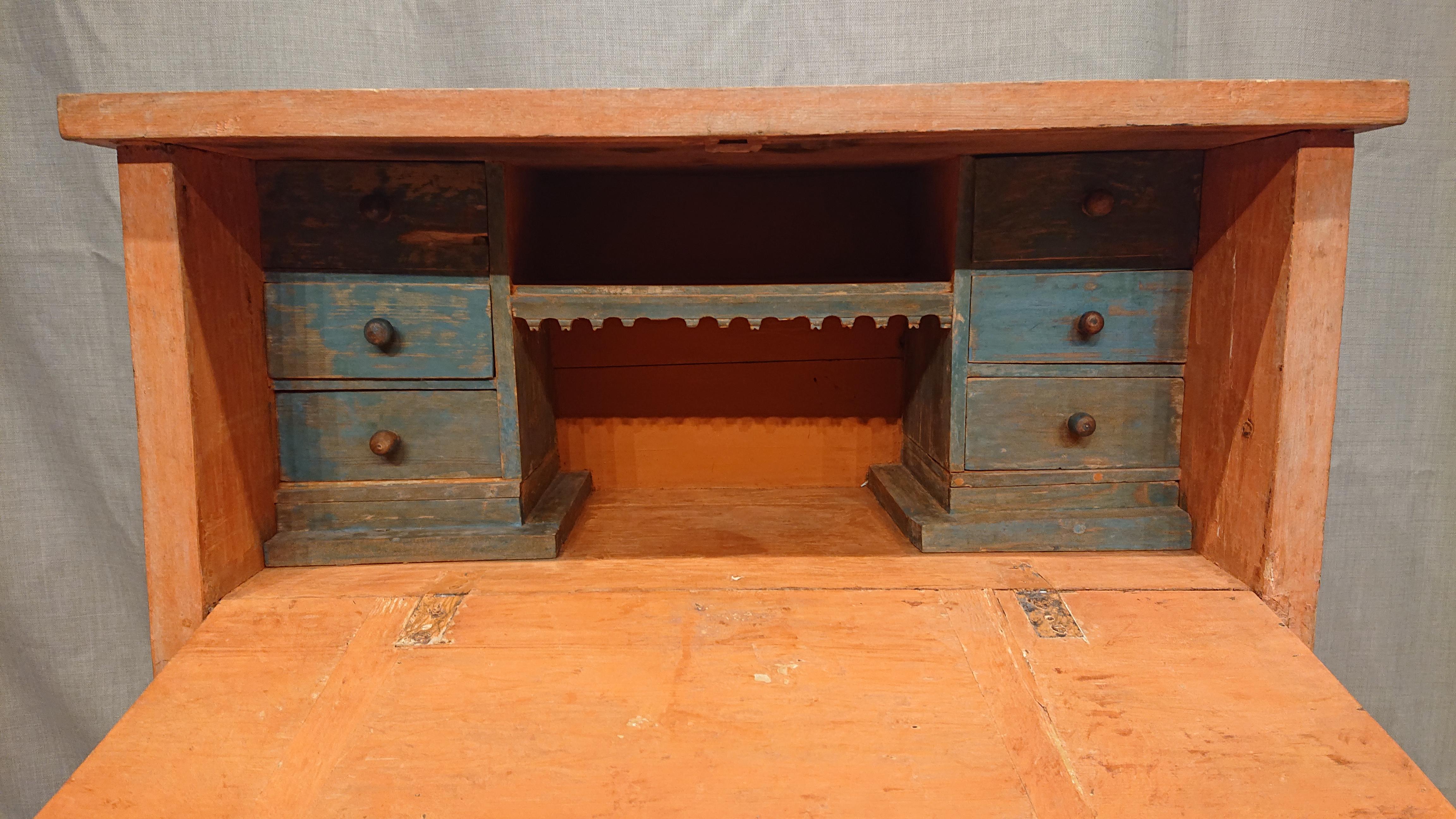 Hand-Crafted 19th Century Swedish Small Gustavian Fall Front Desk with Original Paint