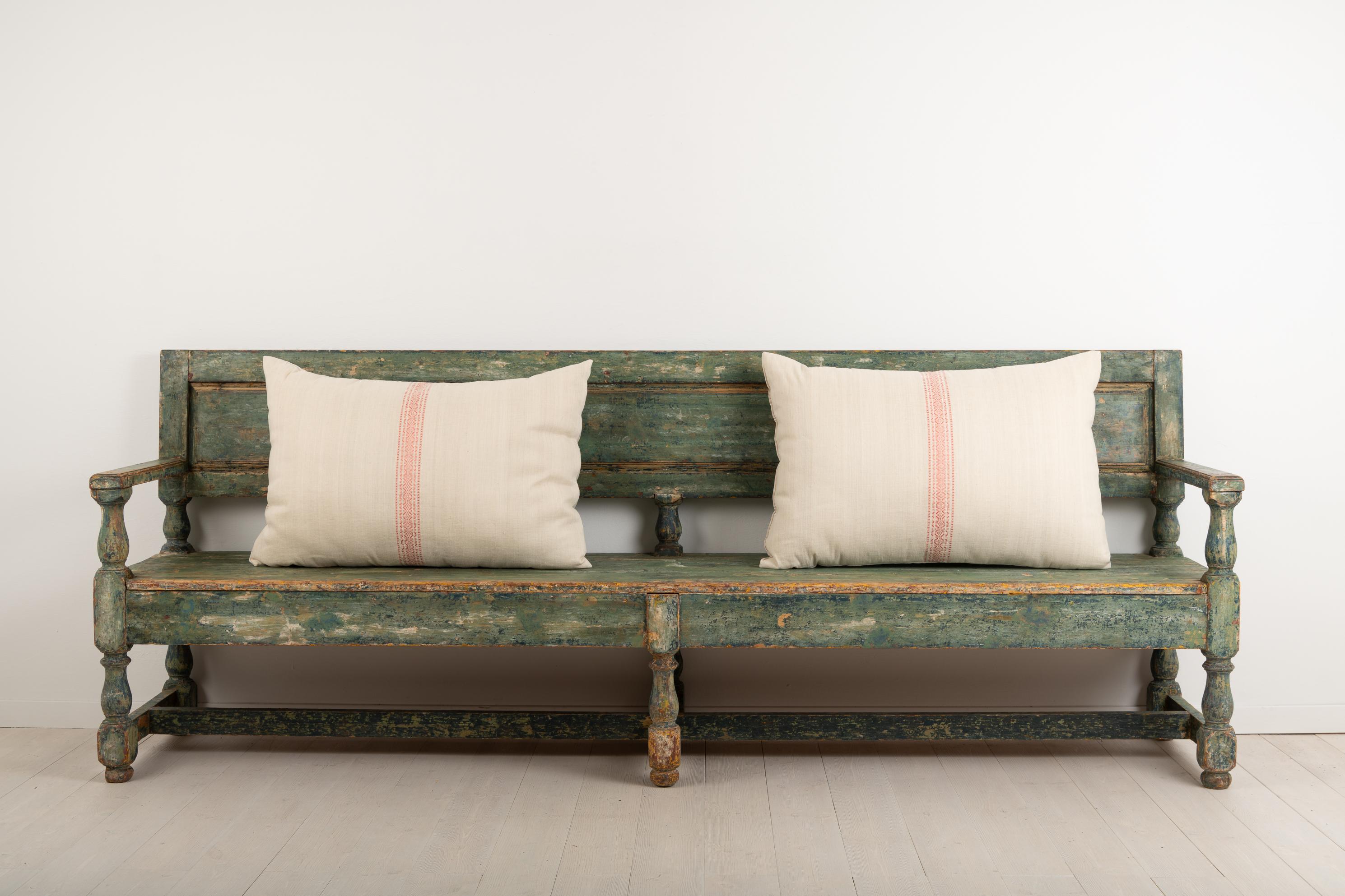 Hand-Crafted 19th Century Swedish Sofa Bench in Baroque Style