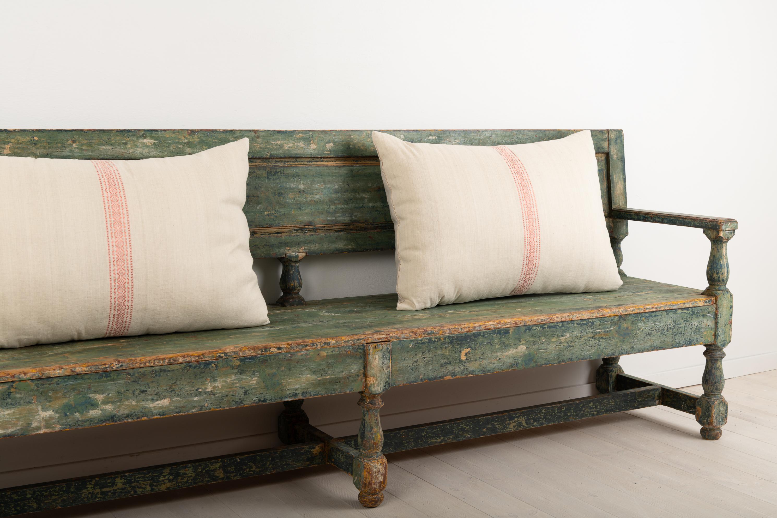 Pine 19th Century Swedish Sofa Bench in Baroque Style