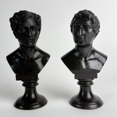 19th Century Swedish Spelter Busts of Karl XIV Johan and Oscar I