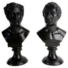 19th Century Swedish Spelter Busts of Karl XIV Johan and Oscar I